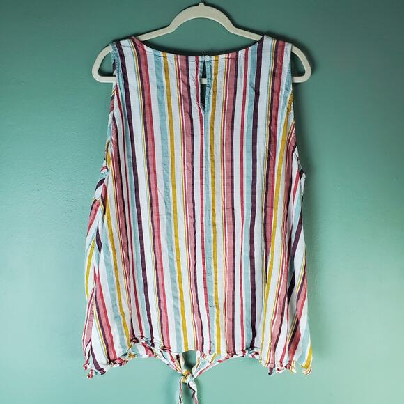 Lane Bryant Women's Vertical Striped Tie Front Sleeveless Top Size 24 - Picture 2 of 6